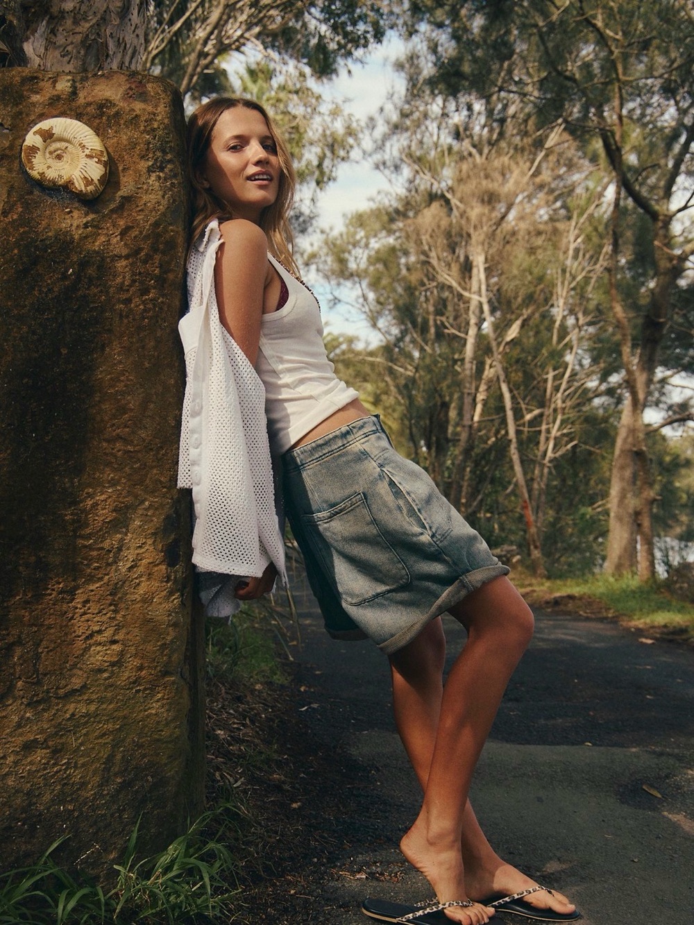 New Free People Osaka Washed Light Blue Denim Shorts - Women